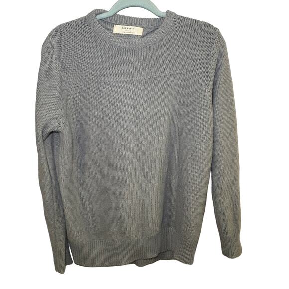 Zara Knit Women's Open Back Pullover Sweater Size Large Crew‎ Neck Grey - Picture 1 of 7